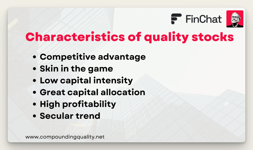 Characteristics of a quality stock